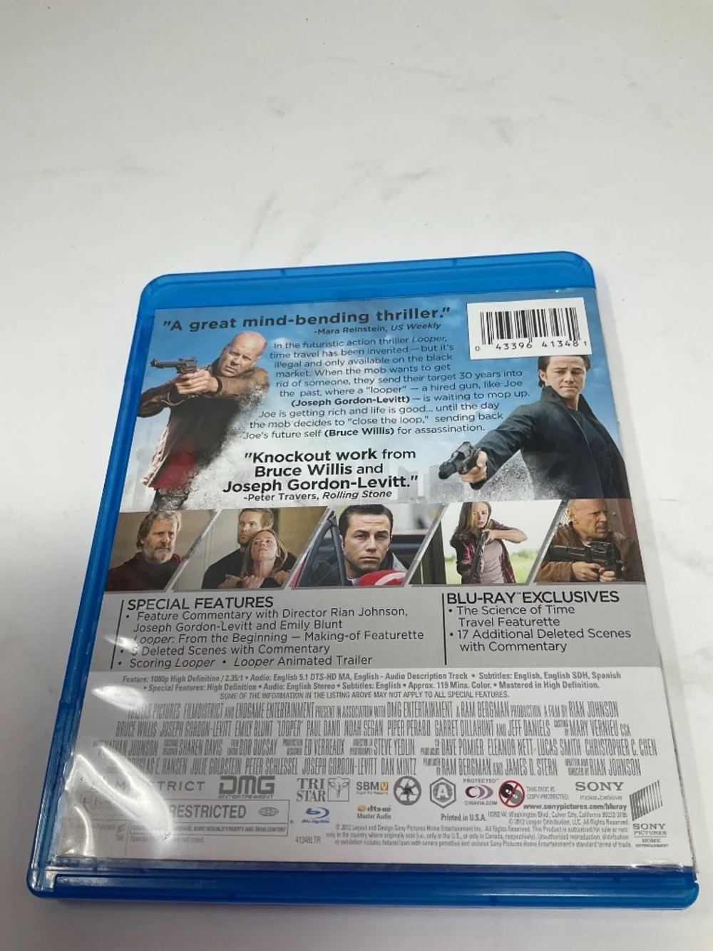 Blu Ray - Looper with Bruce Willis and Joseph Gordon Levitt. V247